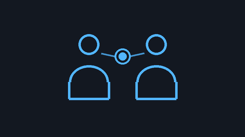 Recruit workflows icon showing two people connected by a partnership link