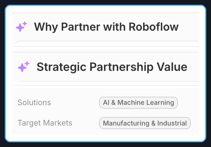 Why this partner card showing strategic partnership value and solutions target markets